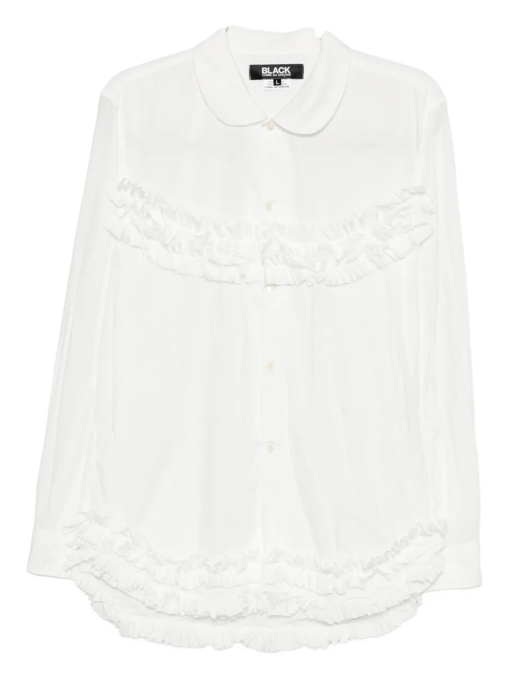 Black Comme Des Garçons Ruffled Shirt In White