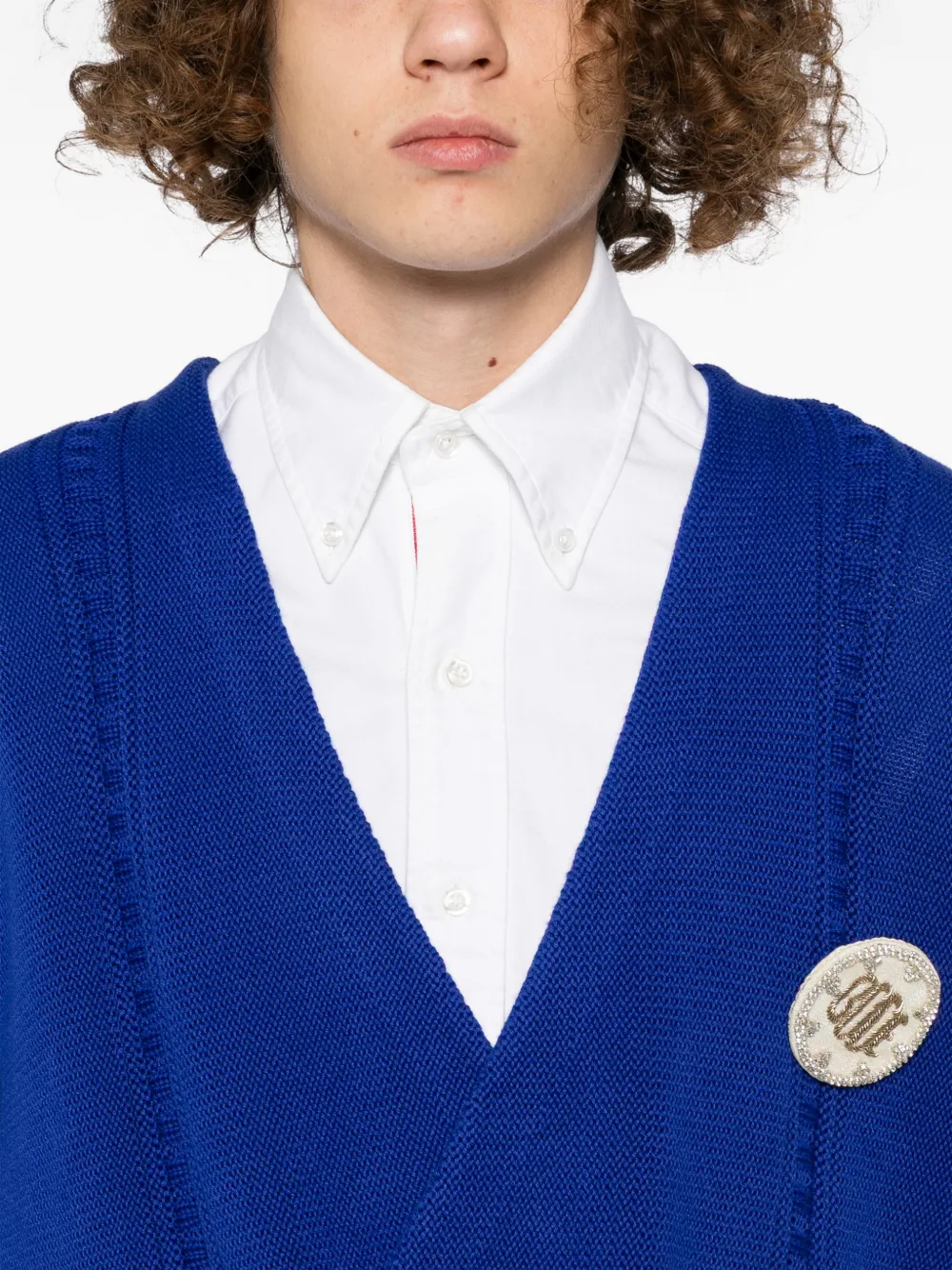 Bode Double-breasted Cardigan In Blue