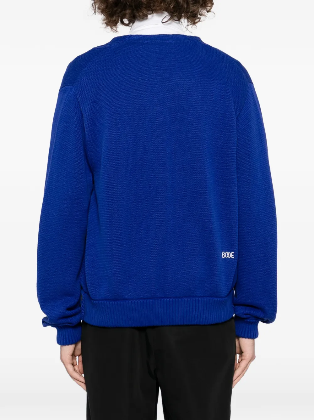 Bode Double-breasted Cardigan In Blue