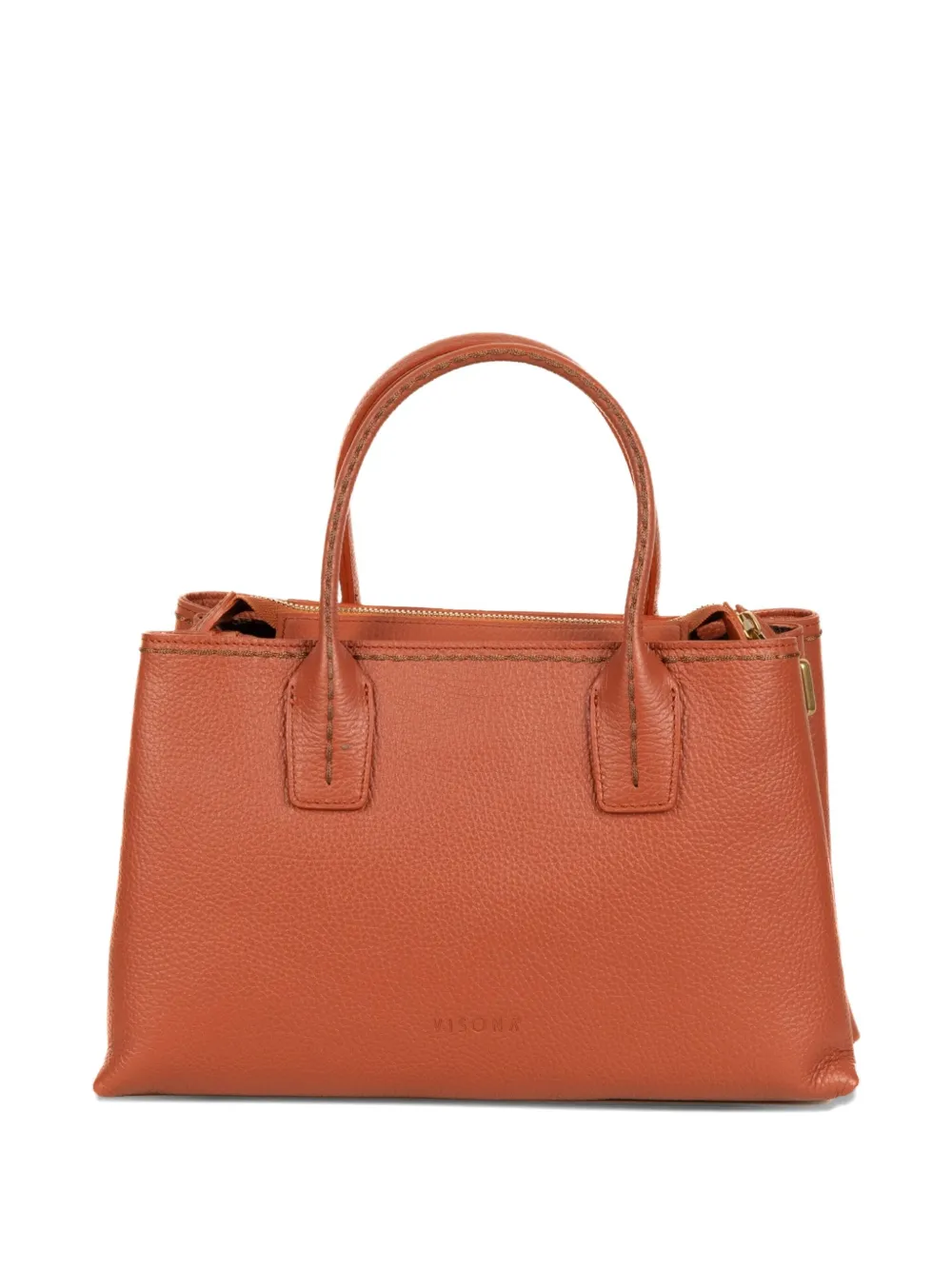 VISONA` top handle lock clutch bag - Oranje