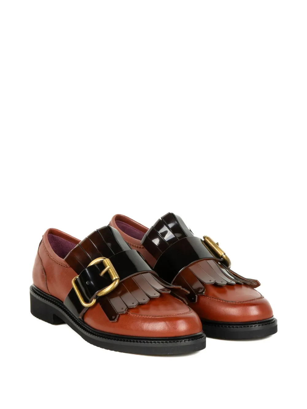 Viola Ricci fringed-buckle loafers - Bruin