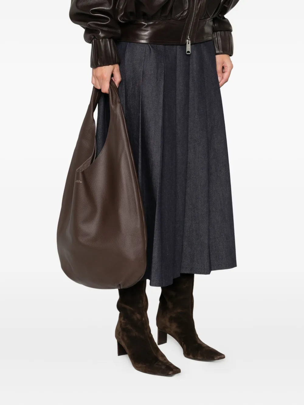 A.P.C. Le Neige leather tote bag - Bruin