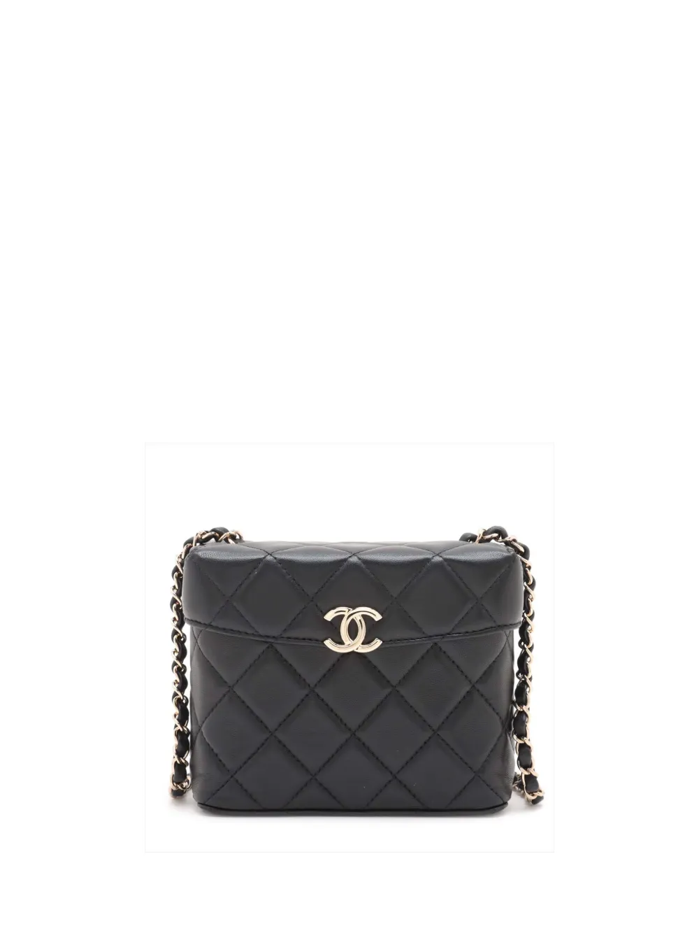 CHANEL Pre-Owned 2021-2025 スモール ココマーク ラムスキン シークレットボックス ショルダーバッグ - ブラック CHANEL Pre-Owned 2021-2025 スモール ココマーク ラムスキン シークレットボックス ショルダーバッグ - ブラック