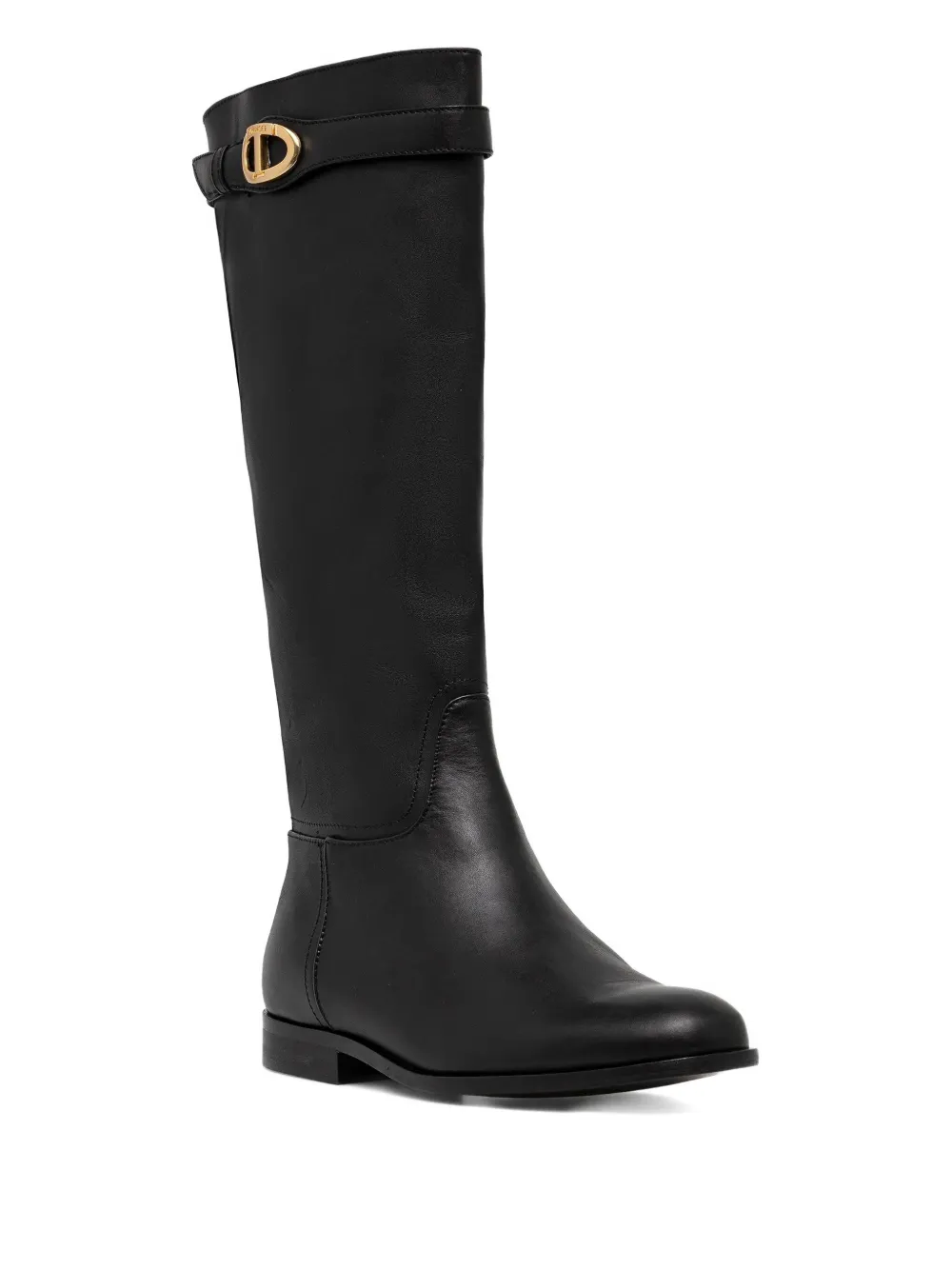 Twinset Oval T Knee-high Boots In Black