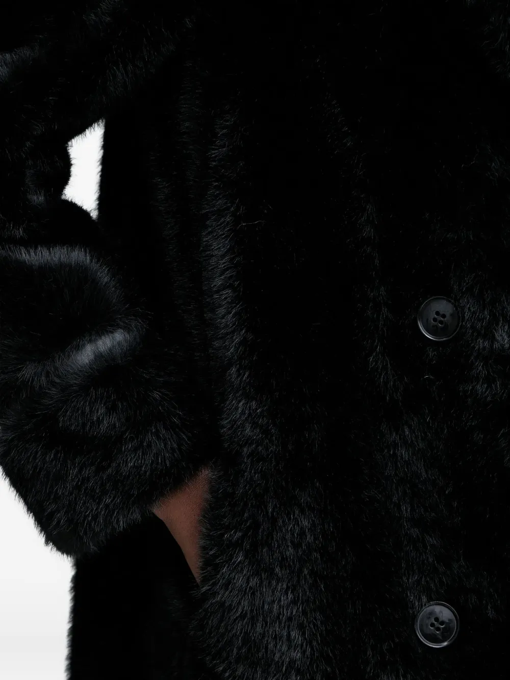 Twinset Double-breasted Faux-fur Coat In Black