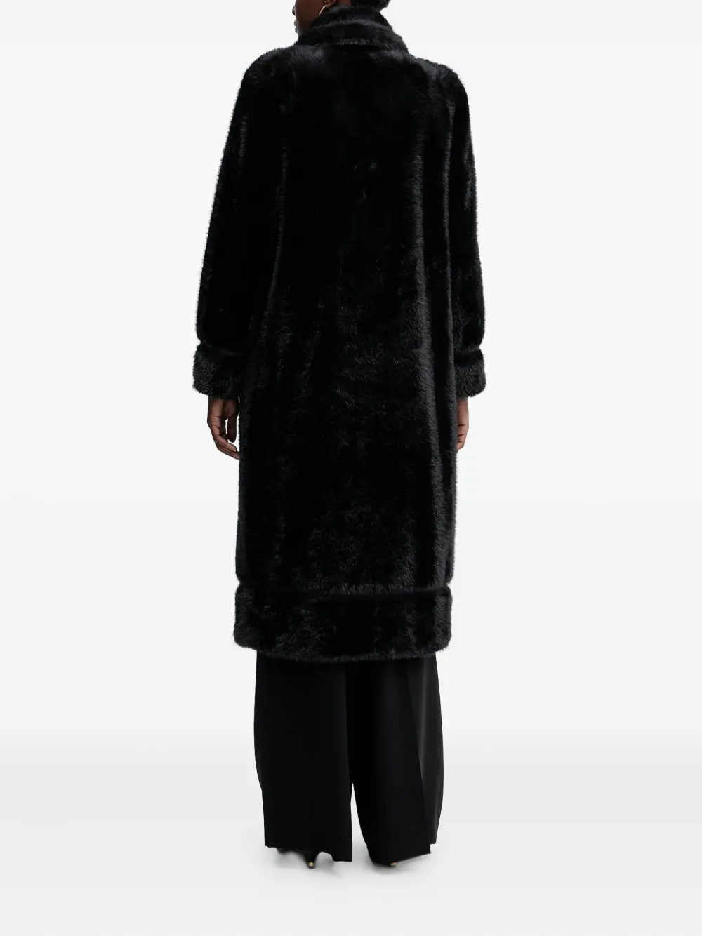Twinset Double-breasted Faux-fur Coat In Black