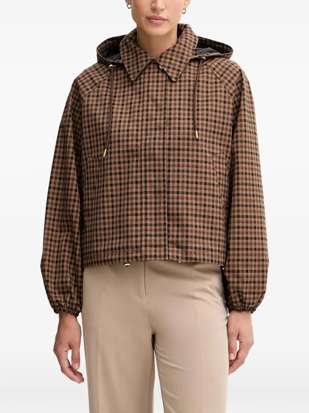 Barbour checked hooded jacket - Marrone