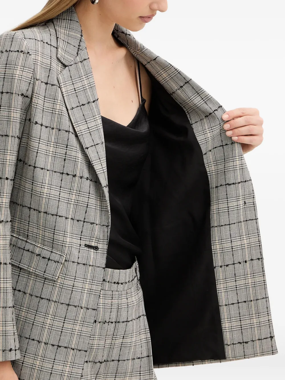 TWINSET Geruite blazer met riem Grijs