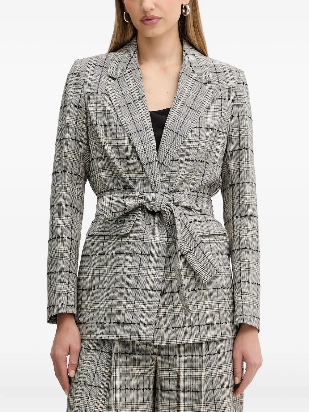 TWINSET checked belted blazer | Grey | Image 1