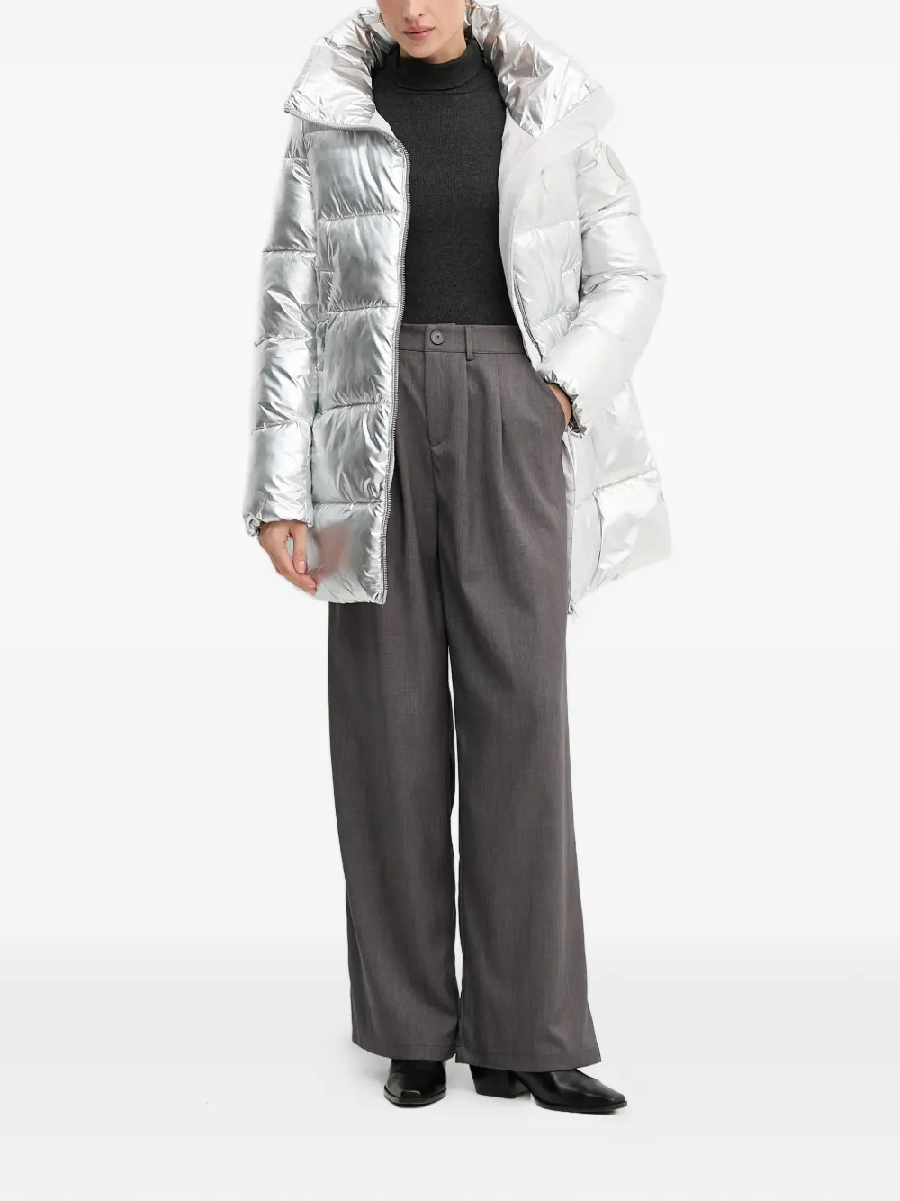  Save The Duck Gerda Padded Zip Coat - Silver 