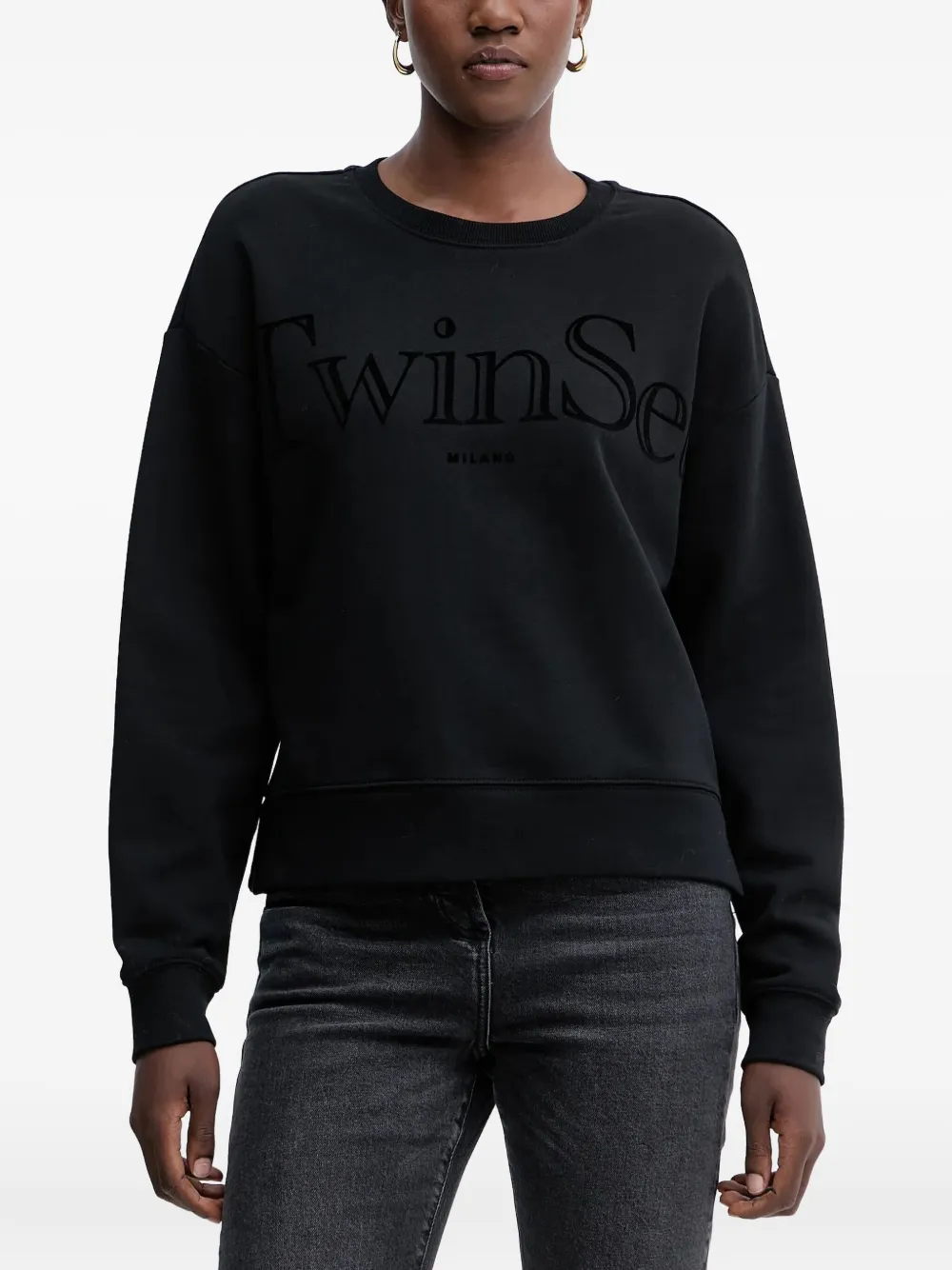 Twinset Logo-print Sweatshirt In Black