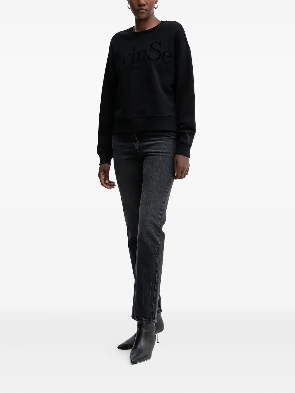 Twinset Logo-print Sweatshirt In Black