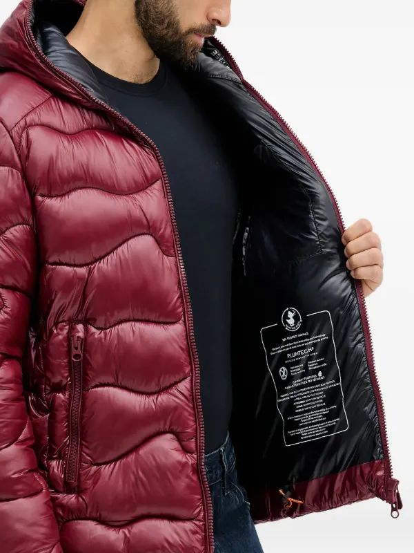 Save The Duck Hooded Wavy Quilted Jacket | Red | FARFETCH