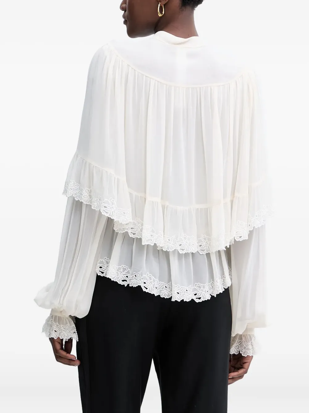 Twinset Embroidered Blouse In White