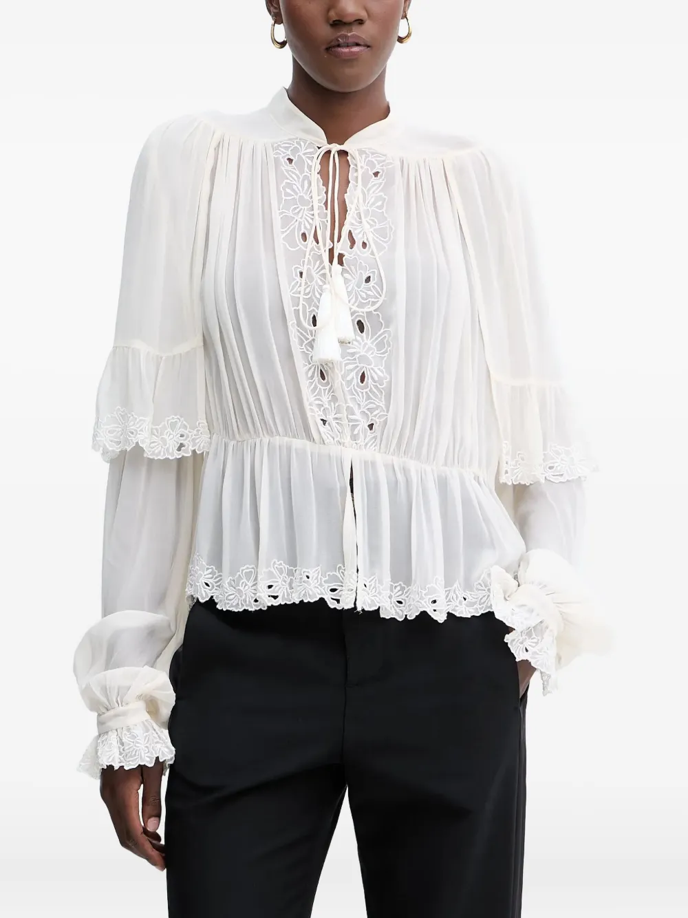 Twinset Embroidered Blouse In White