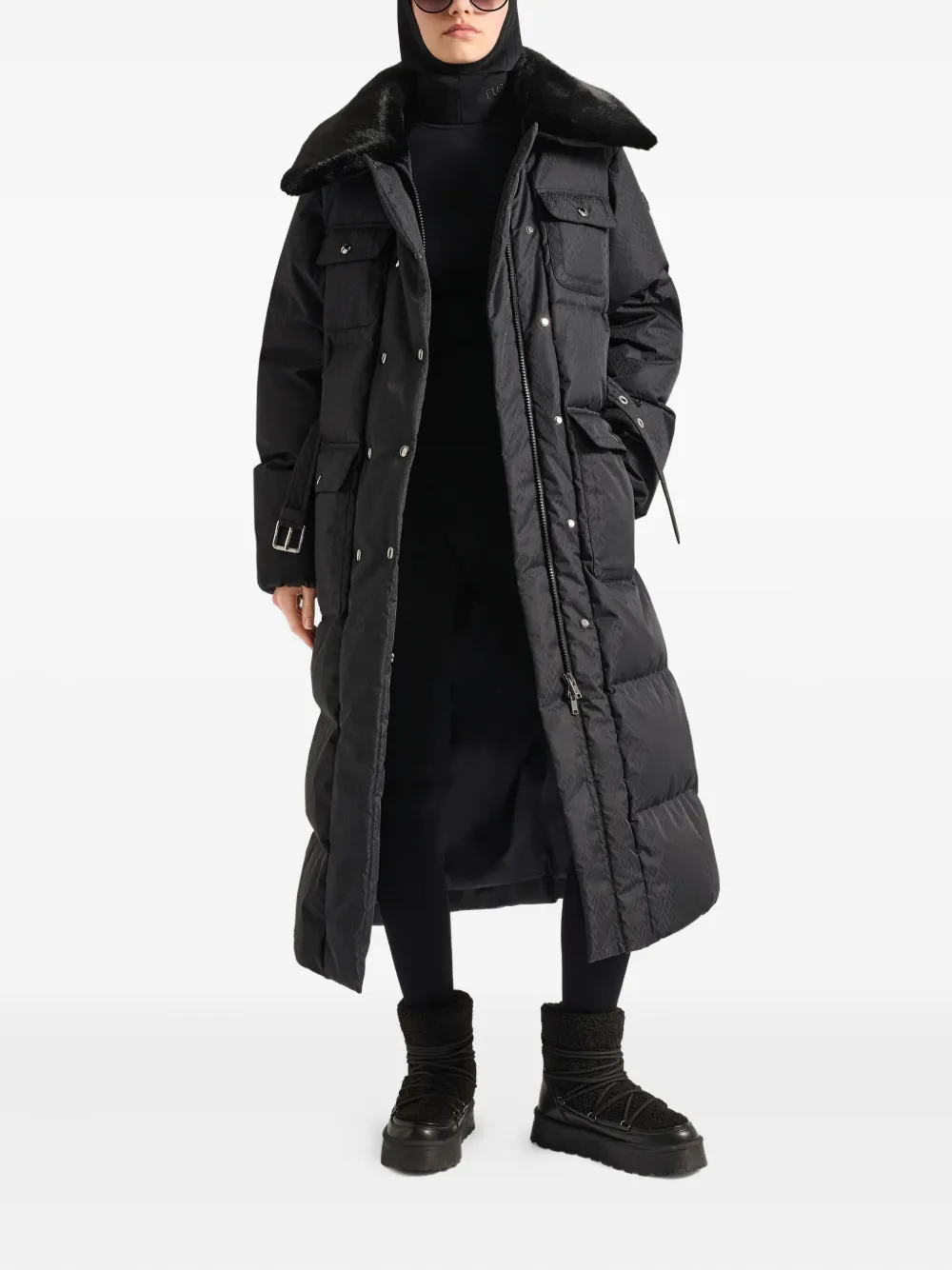 Fusalp Vlavi Removable-collar Belted Coat In Black