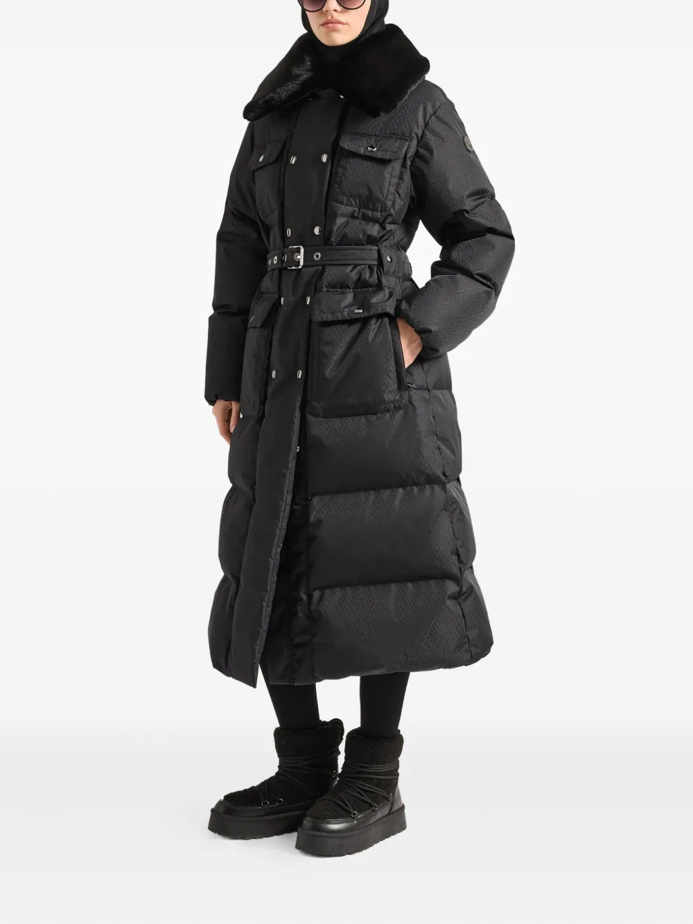 Fusalp Vlavi Removable-collar Belted Coat In Black
