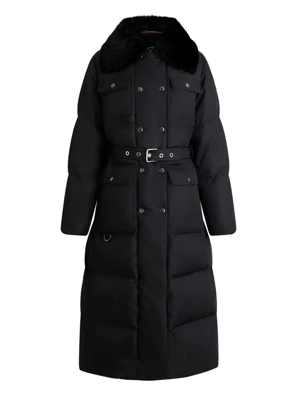 Fusalp Vlavi Removable-collar Belted Coat In Black