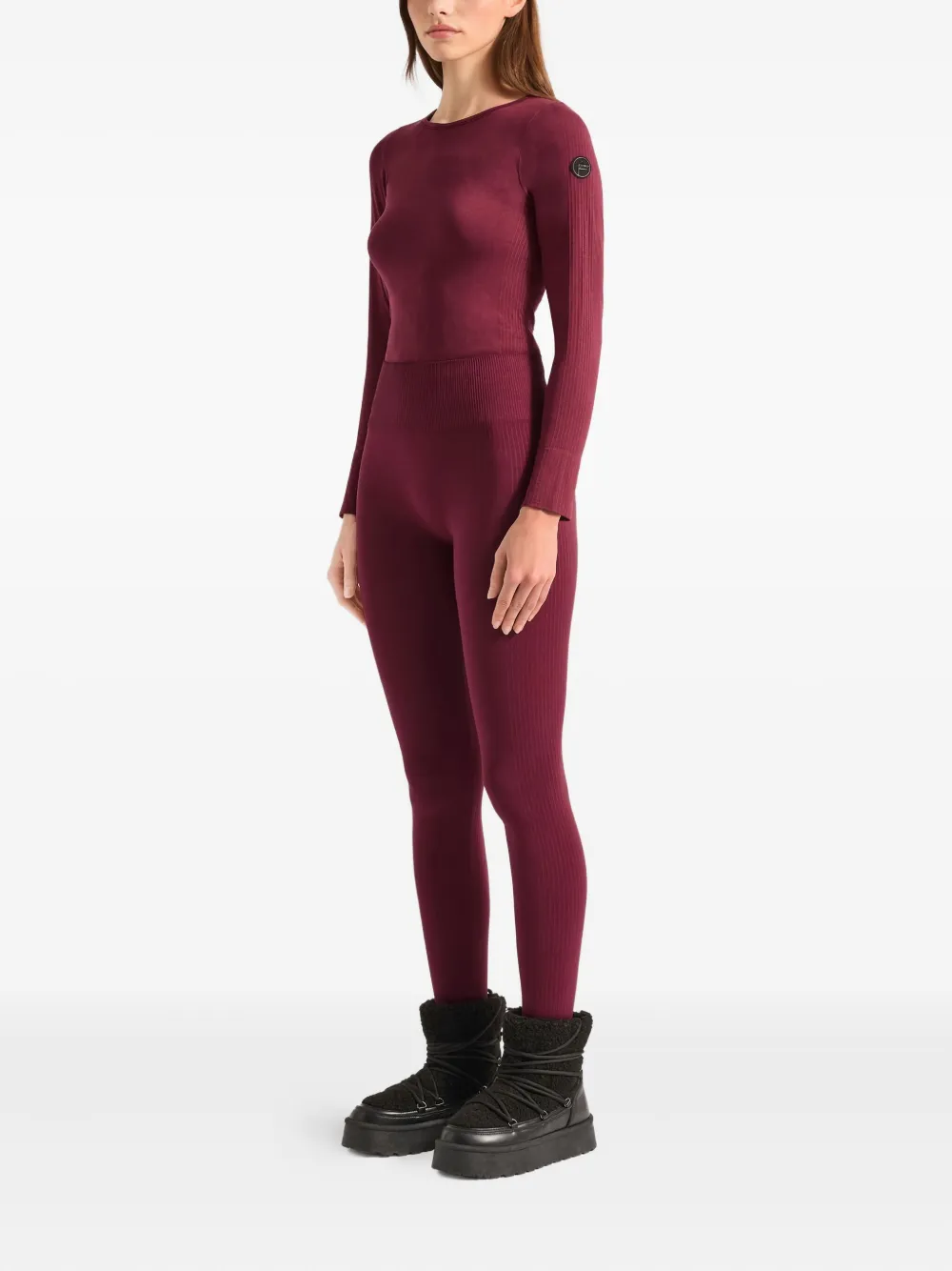 Fusalp Alliance Ribbed-texture Logo-patch Leggings In Red
