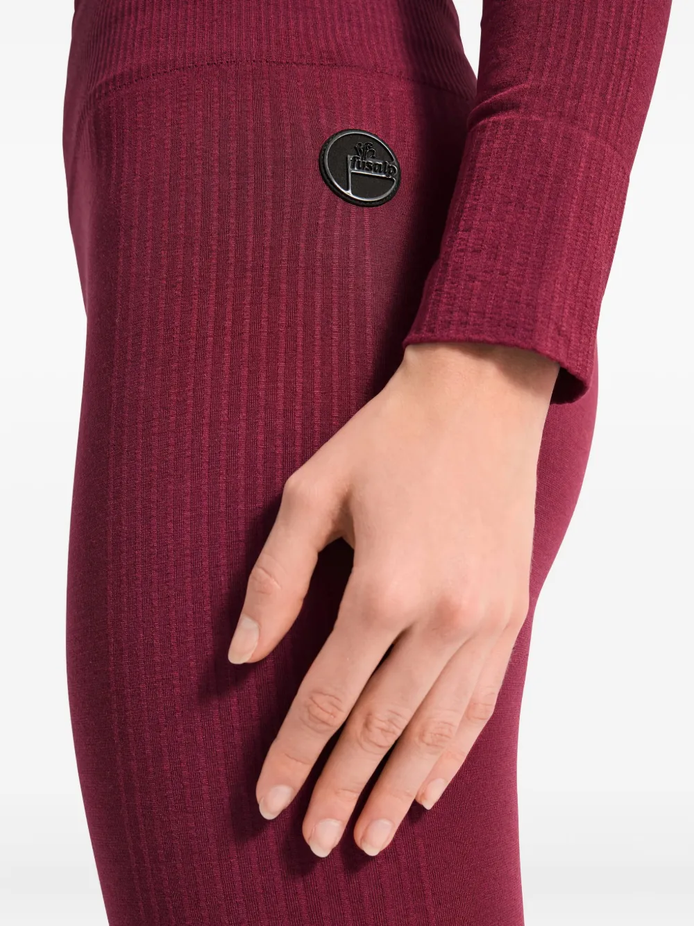 Fusalp Alliance Ribbed-texture Logo-patch Leggings In Red