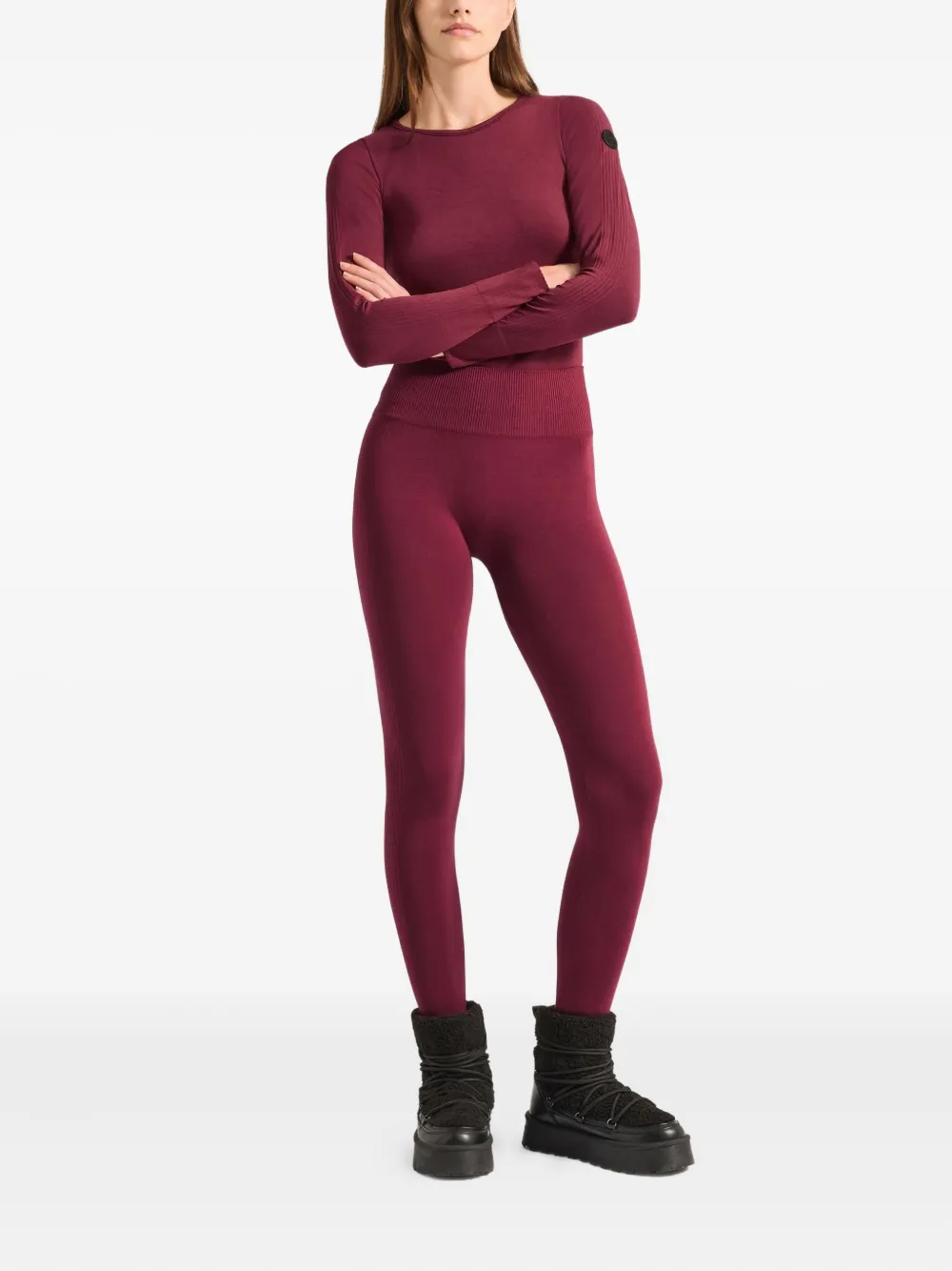 Fusalp Alliance Ribbed-texture Logo-patch Leggings In Red