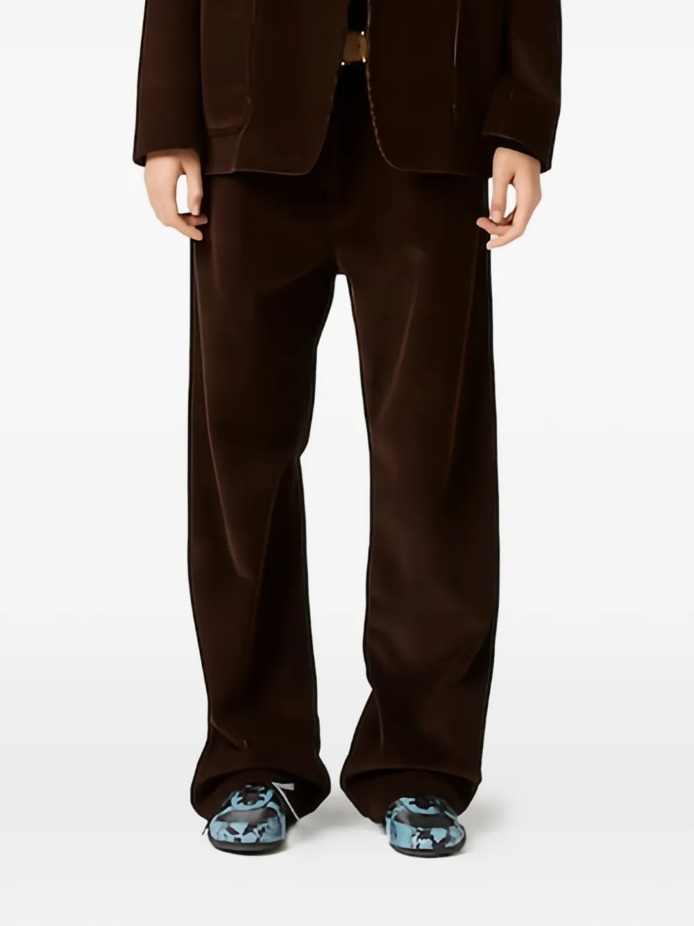 Miu Miu wide-leg corduroy-texture trousers - Marrone