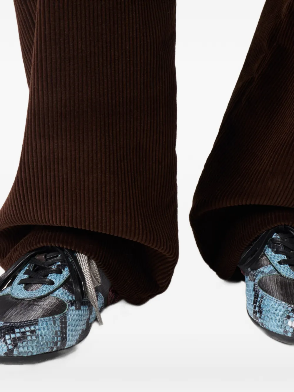 Miu Broek met wijde pijpen en ribfluwelen textuur Bruin