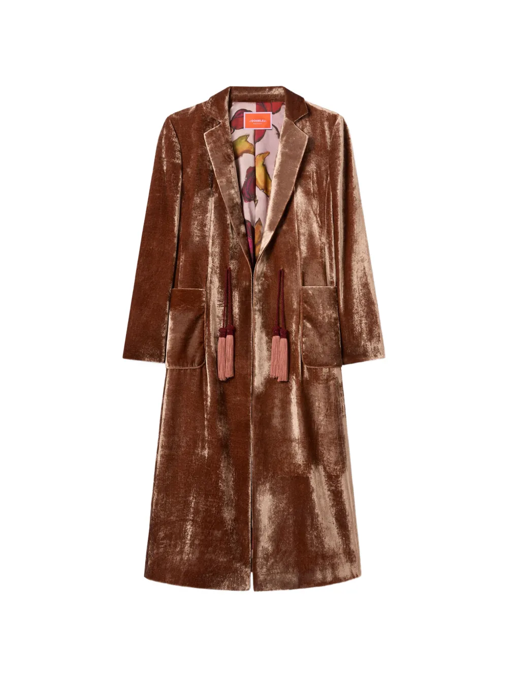 La DoubleJ tassel-detail velvet coat