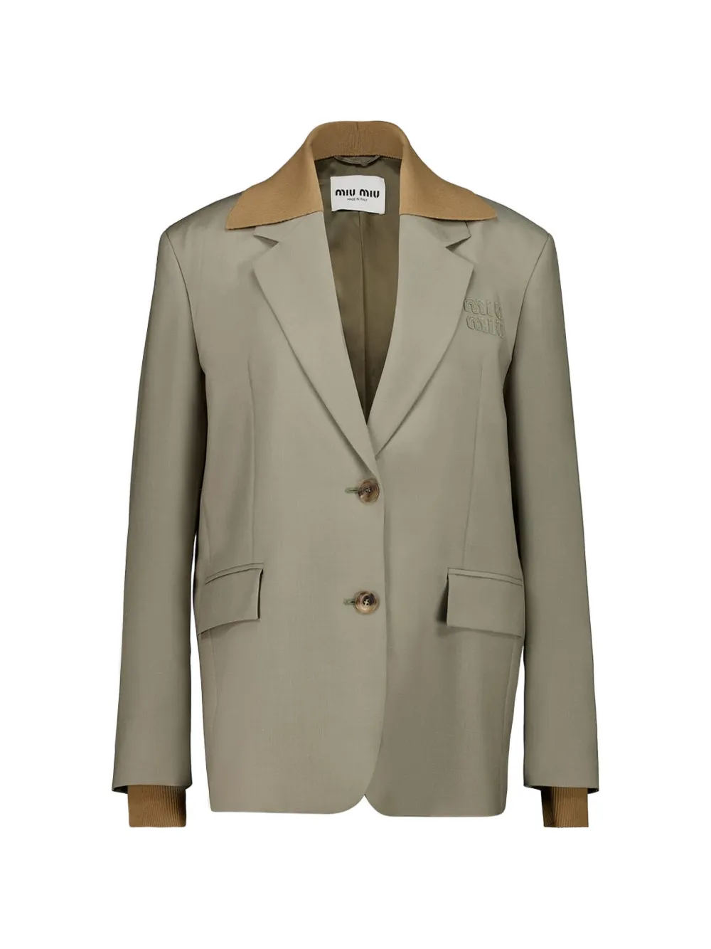 Miu Miu detachable-collar single-breasted blazer - Toni neutri