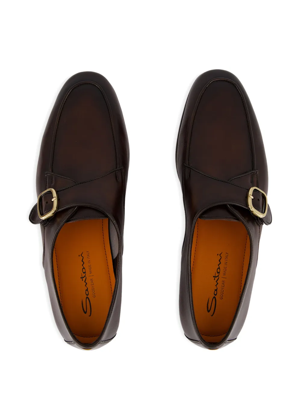 Santoni Leren loafers met gesp Bruin