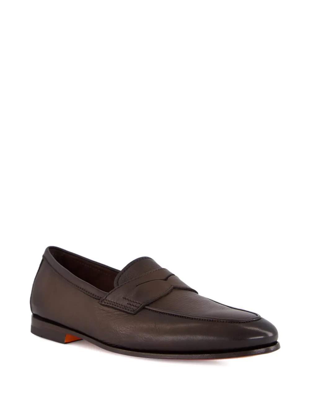 Santoni Leren penny loafers Bruin
