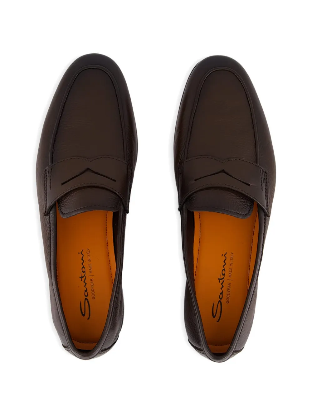 Santoni Leren penny loafers Bruin