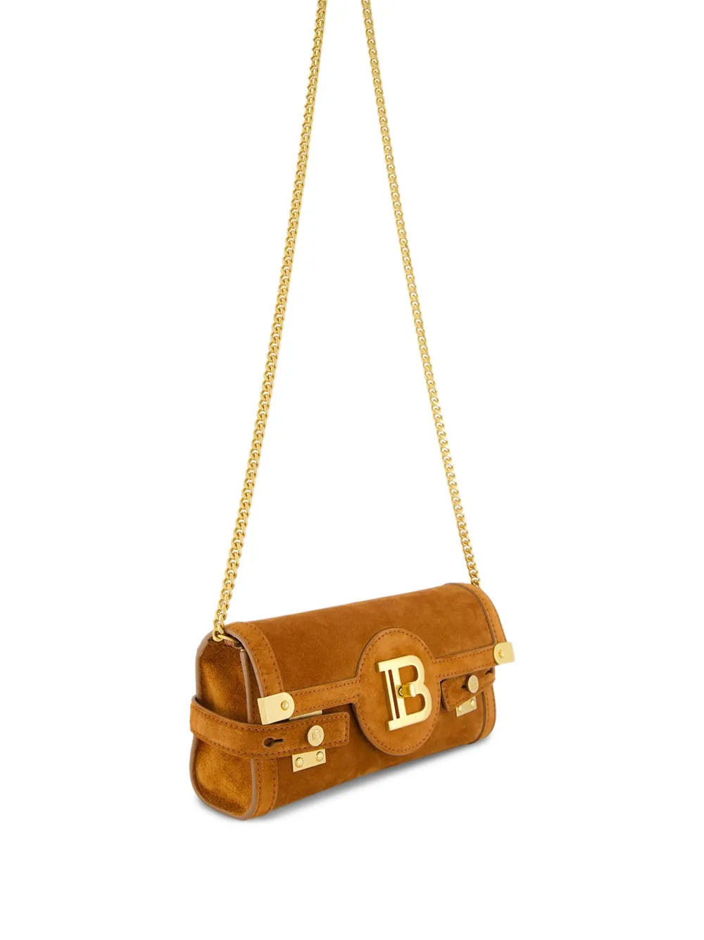Balmain B-Buzz 23 suède schoudertas Bruin