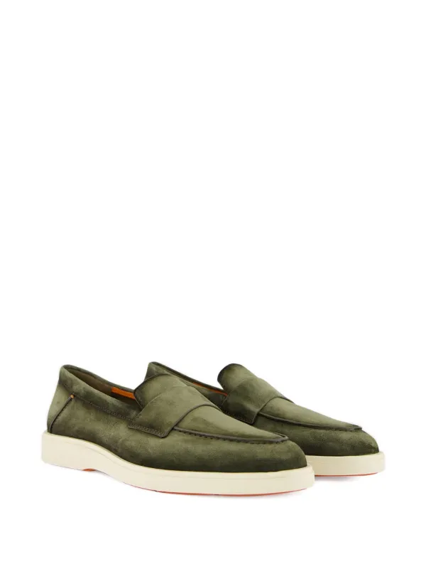 Santoni スエード ペニーローファー | グリーン | FARFETCH JP