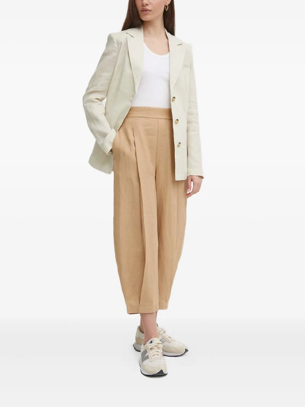 Benetton Linen Blazer In Neutral