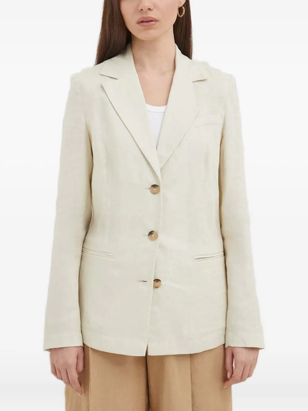Benetton Linen Blazer In Neutral