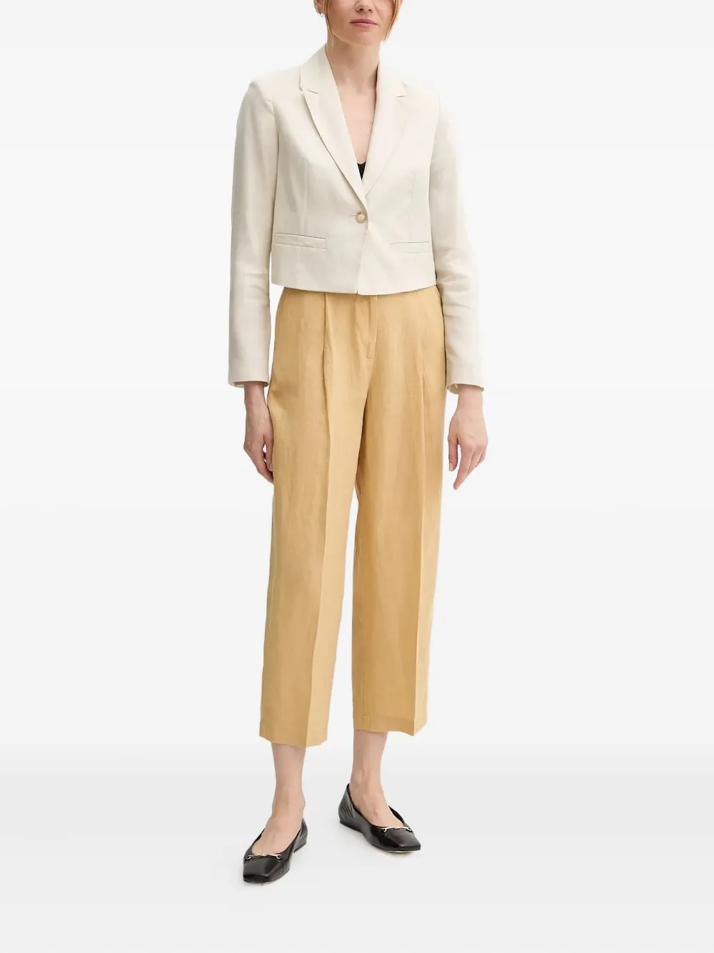 Benetton Cropped Blazer In Neutral