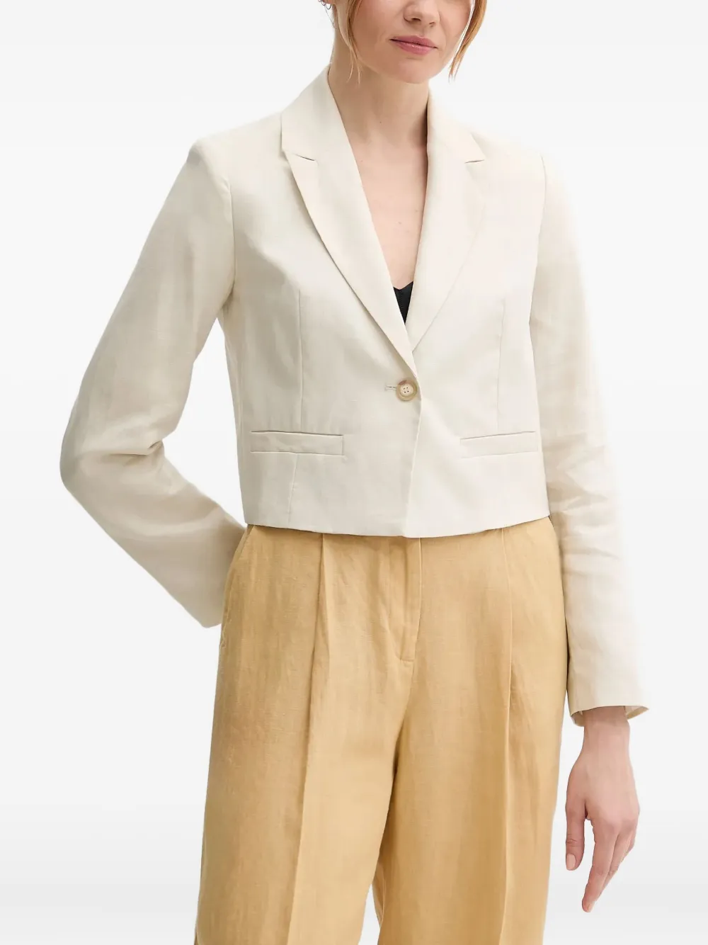 Benetton Cropped Blazer In Neutral