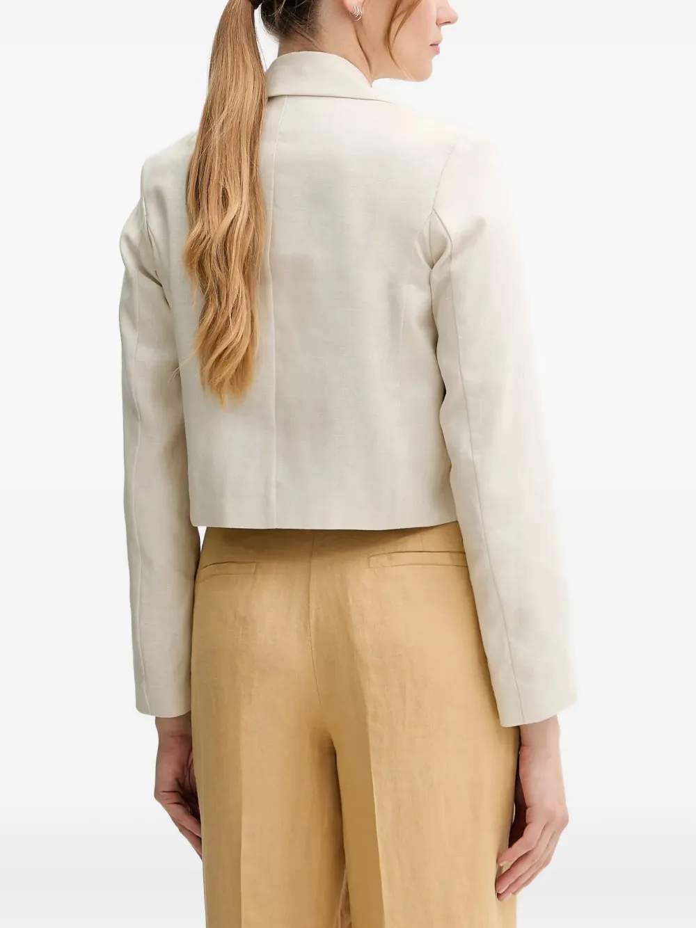 Benetton Cropped Blazer In Neutral
