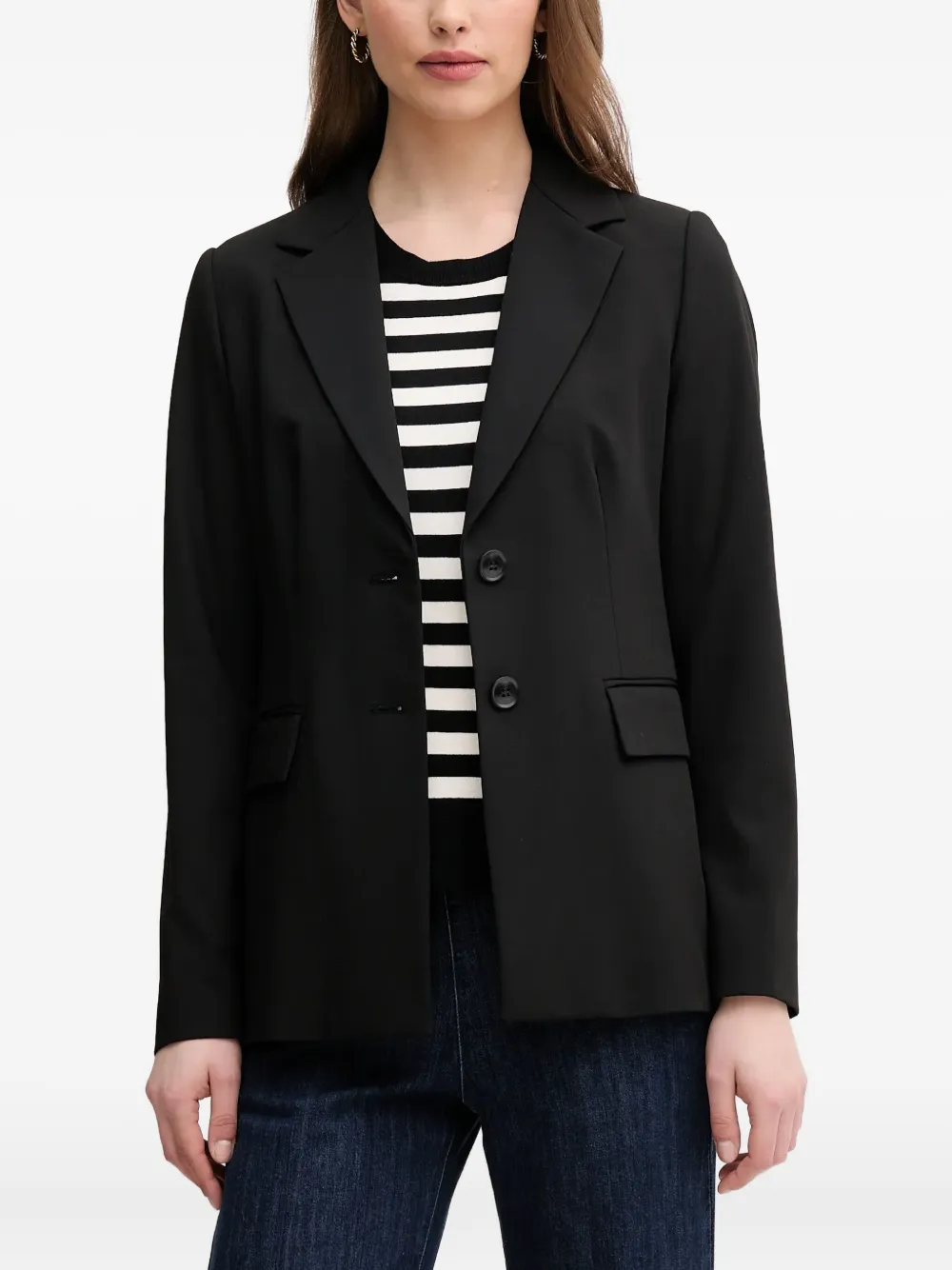 Benetton Notched Lapels Blazer In Black