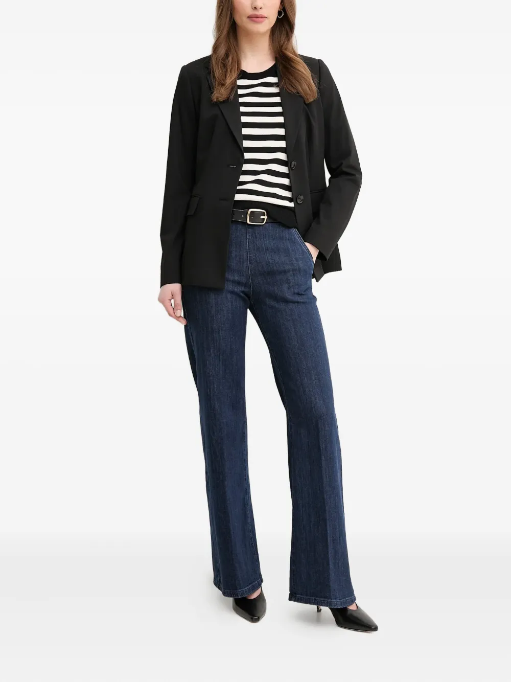  Benetton Notched Lapels Blazer - Black 