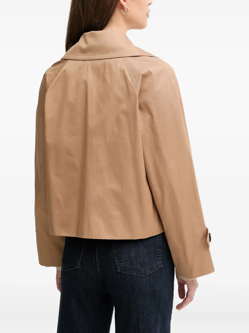 Benetton Button Double Breasted Jacket In Neutral