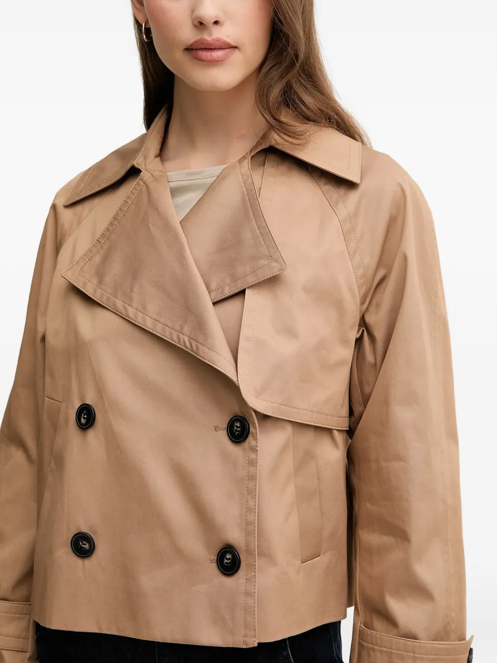 Benetton Button Double Breasted Jacket In Neutral