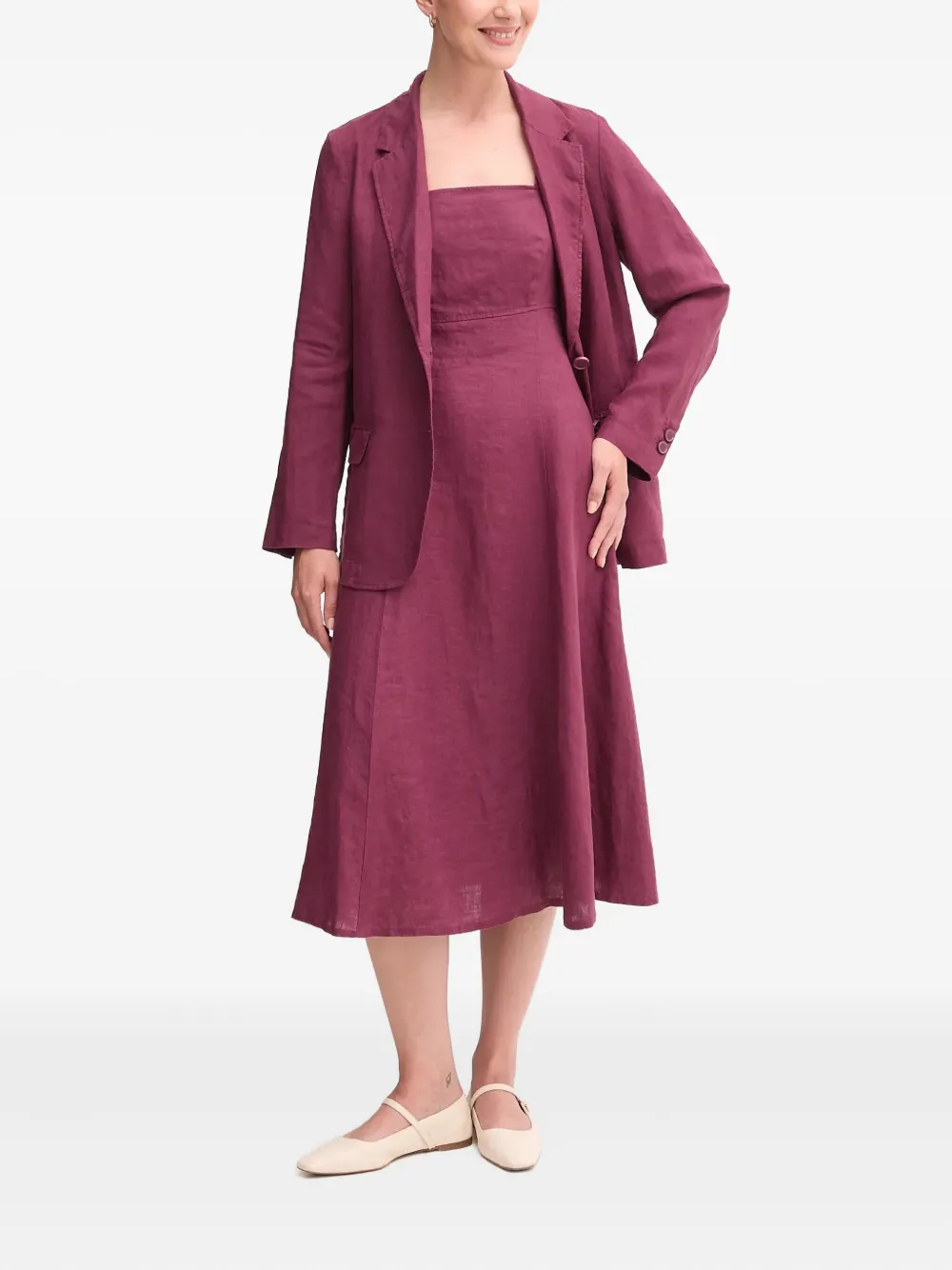 Benetton Linen Blazer In Purple