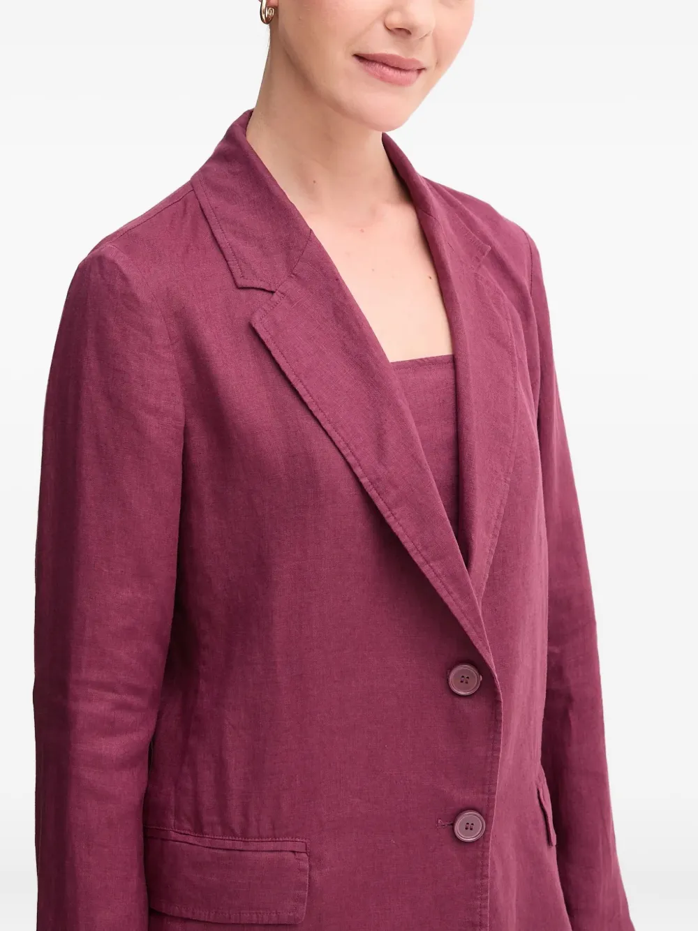 Benetton Linen Blazer In Purple