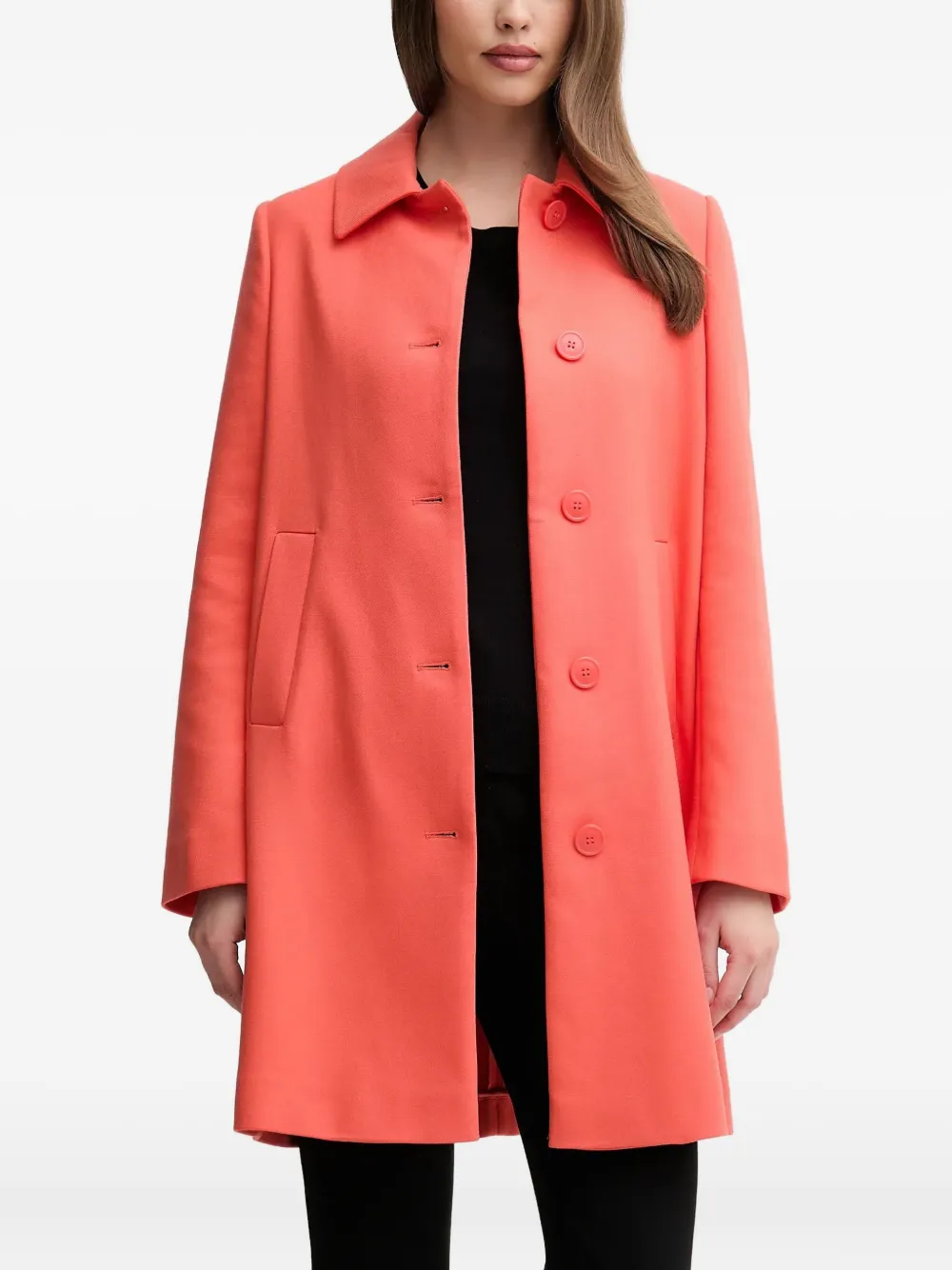 Benetton Flap Pocket Coat In Orange