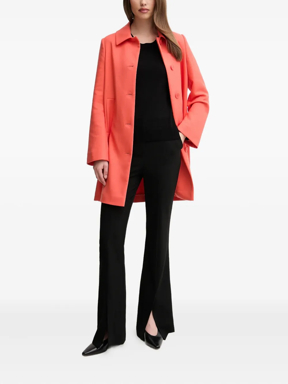 Benetton Flap Pocket Coat In Orange