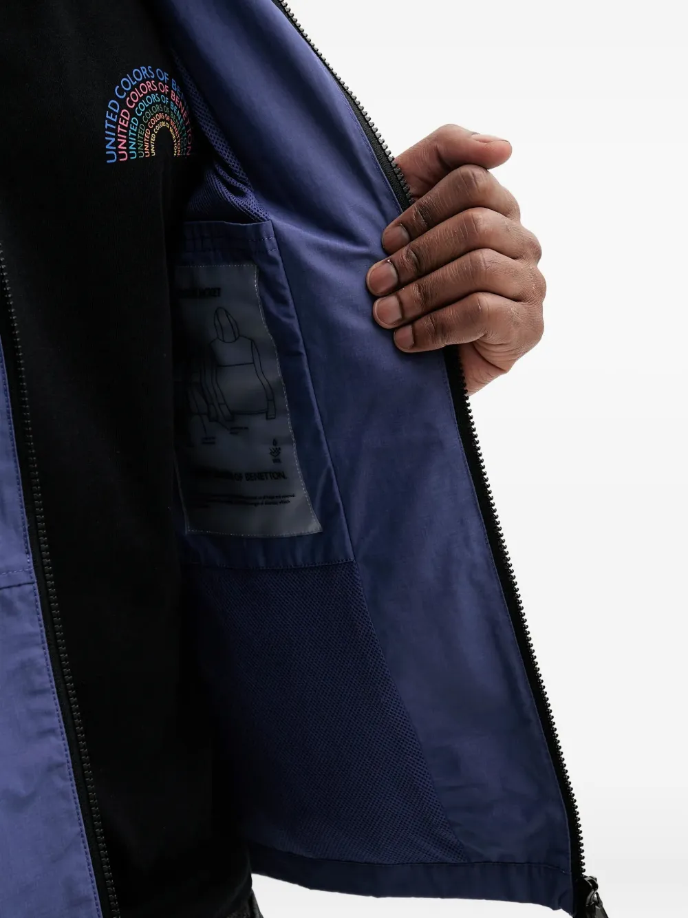 Benetton Hooded Jacket In Blue