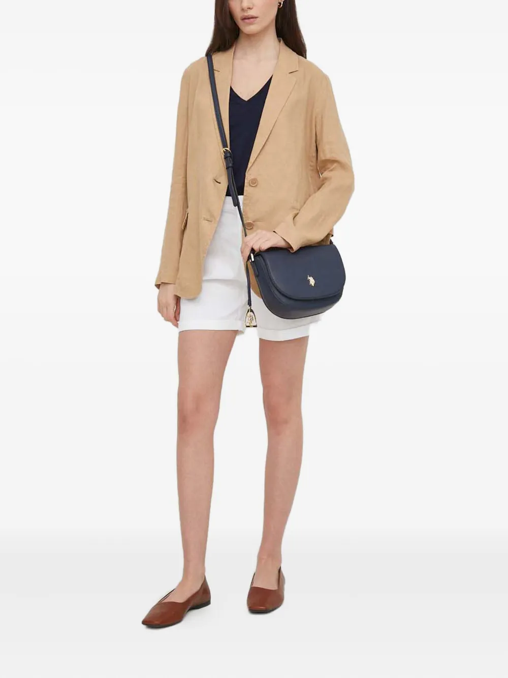 Benetton Linen Blazer In Neutral