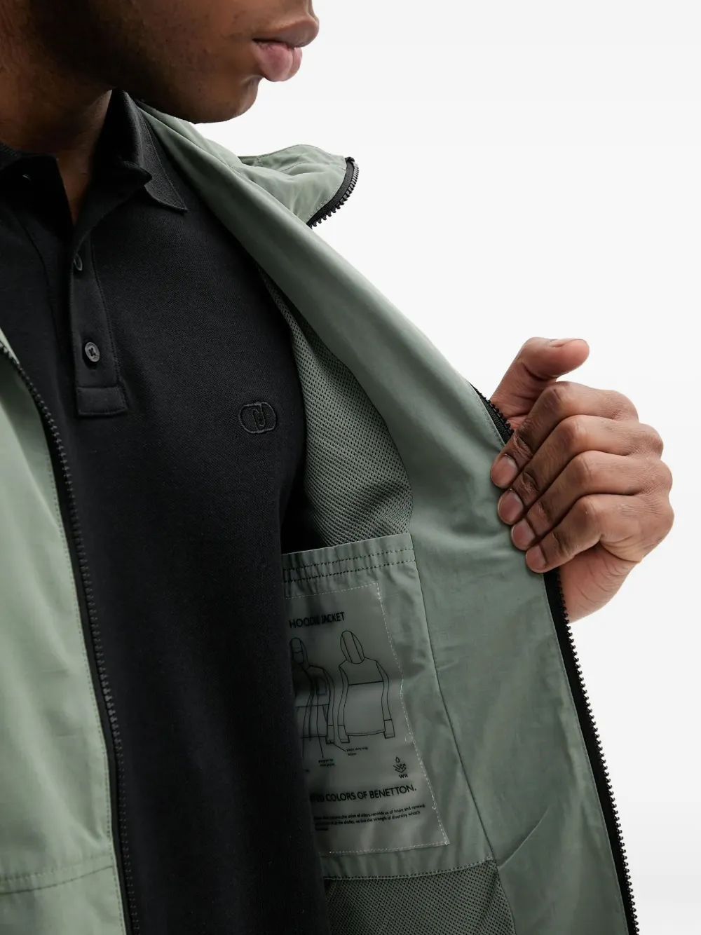 Benetton Hooded Jacket In Green